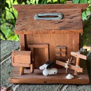 Vintage Wooden Little House Bank
